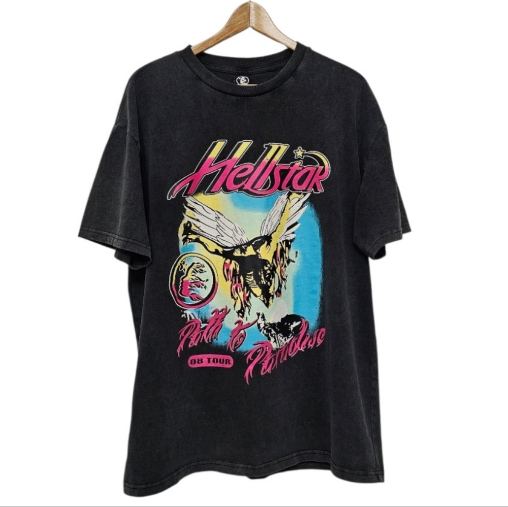 Hellstar Path To Paradise VTG Bold Graphic Oversize Mineral Wash '08 Tour Tee